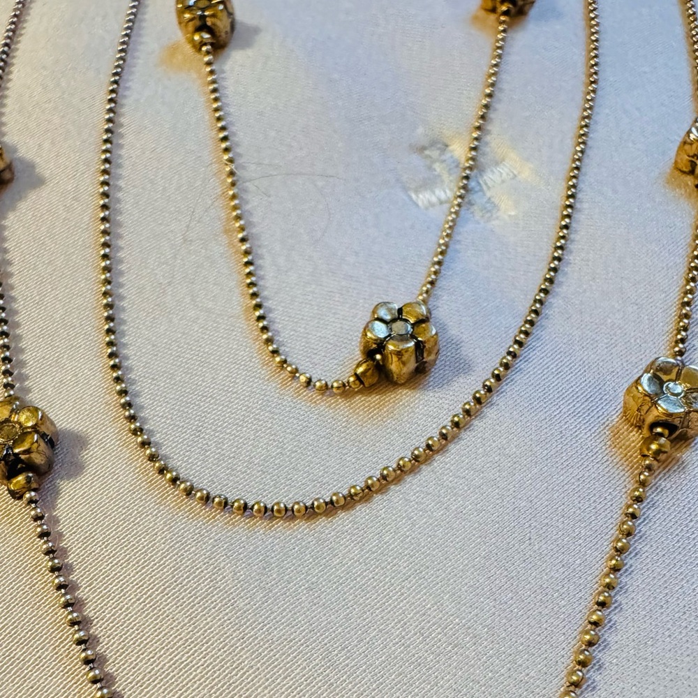 Adorable Layered Multi-Strand Necklace Gold/Bronze Color With Adjustable Clasp